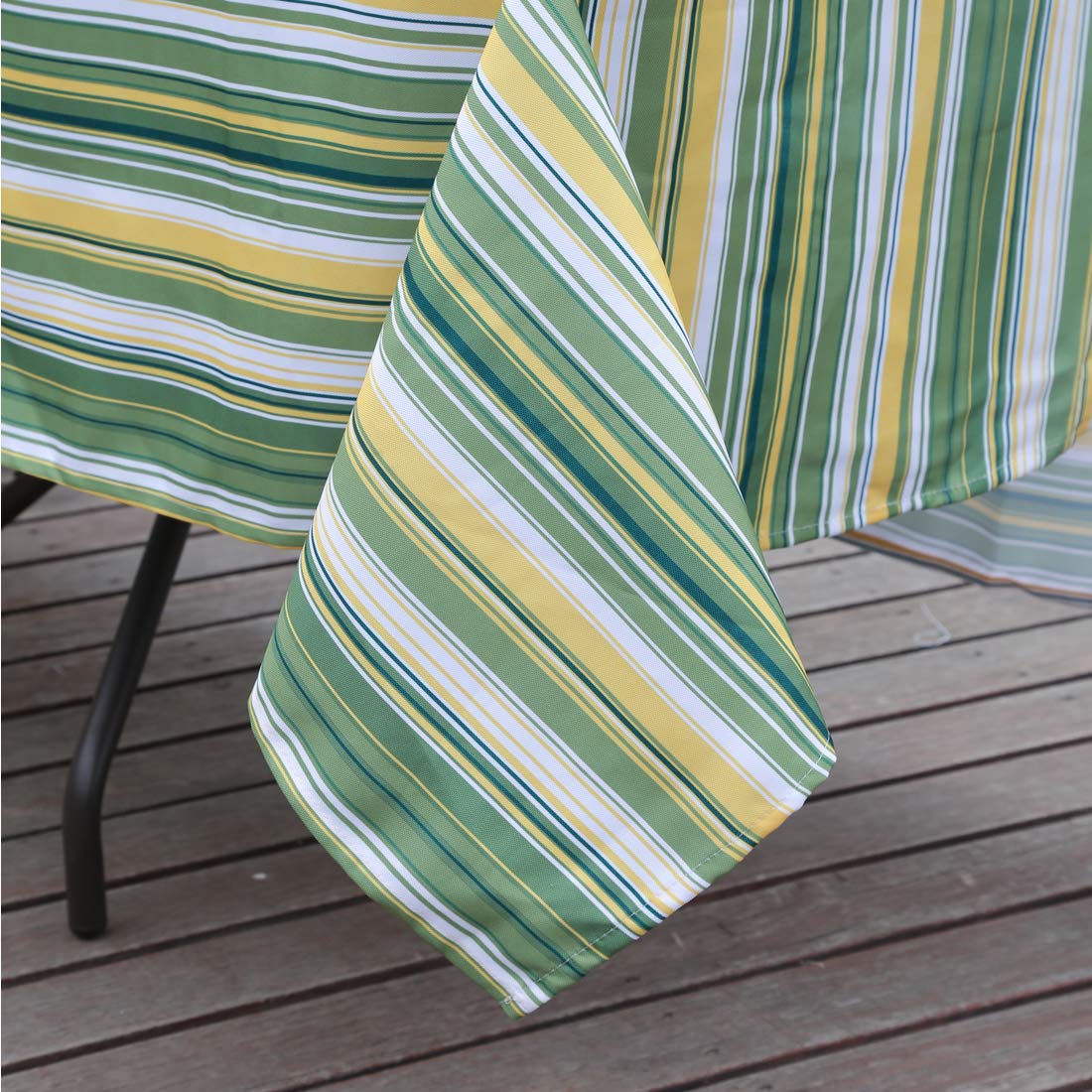 60x120 Inch Water-Resistant Outdoor Tablecloth - Green Stripe Rectangle Table Cover for Spring & Summer Patio Dining - Perfect for BBQs, Garden Parties & Outdoor Entertaining