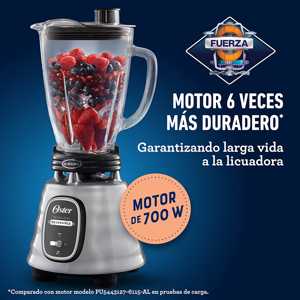 Oster BLSTBESTE013 Classic Blender with Reversible Chrome Glass Jar - Perfect for Smoothies, Shakes & Kitchen Blending