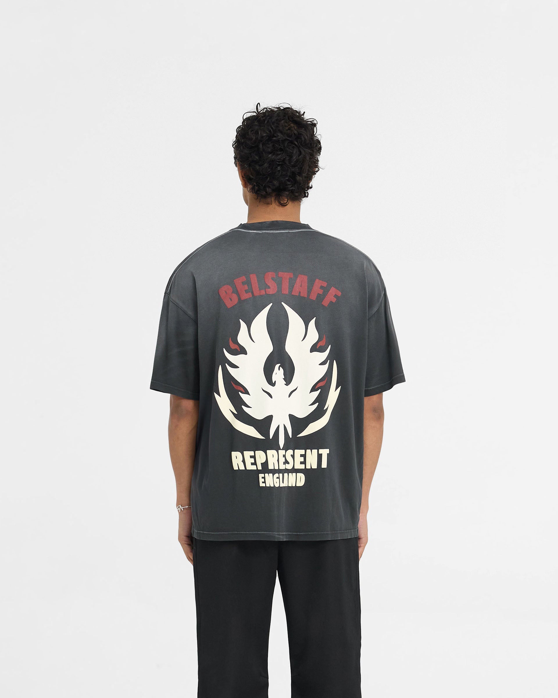 Represent X Belstaff Flame Phoenix Graphic T-Shirt - Shadow Black - Stylish Streetwear for Men & Women - Perfect for Casual Outfits, Concerts, and Urban Fashion