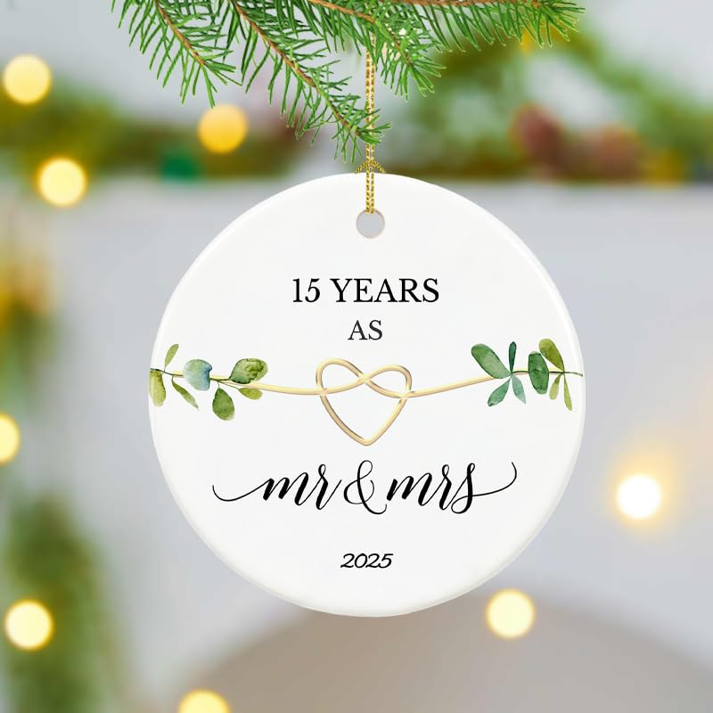 15th Wedding Anniversary Ornament - 2.9