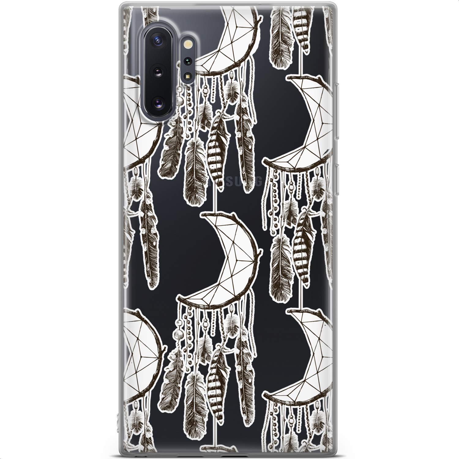 Samsung Galaxy S24 S23 Ultra S22 5G Plus S21 FE S20 S10 Phone Case - Lightweight Flexible Protective Silicone Cover with Tribal Crescent Moon & Dreamcatcher Feather Design | Perfect for Everyday Use, Travel & Gift Giving