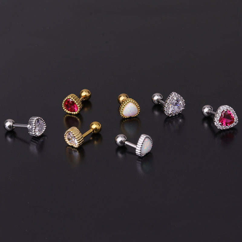 16G Cartilage Tiny Stud Earrings - Ruby Heart Earrings for Women | HSPJ290 | Perfect for Valentine's Day, Anniversary Gifts & Everyday Elegant Wear