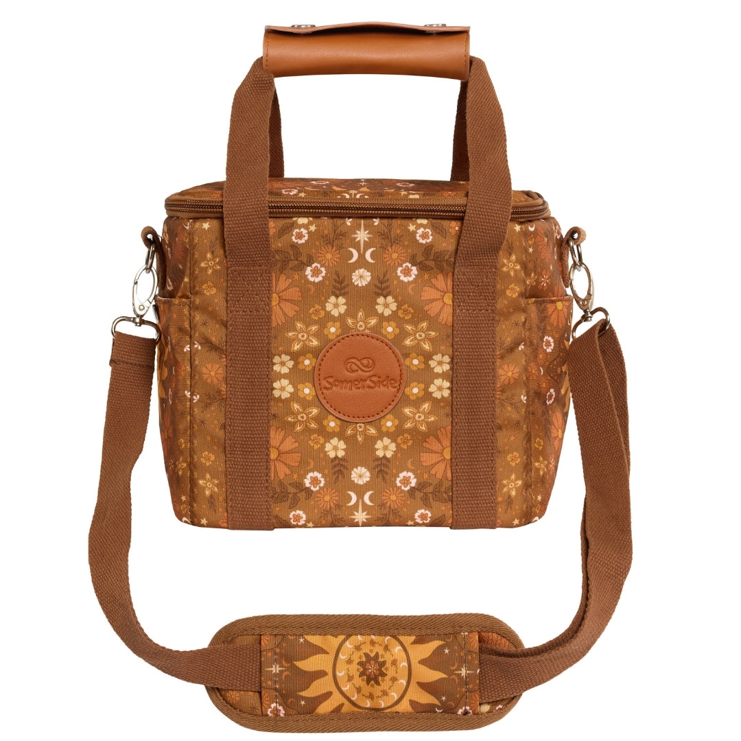 Boho Sun Brown Mini Cooler - Portable Insulated Picnic Cooler for Beach, Camping, and Outdoor Adventures