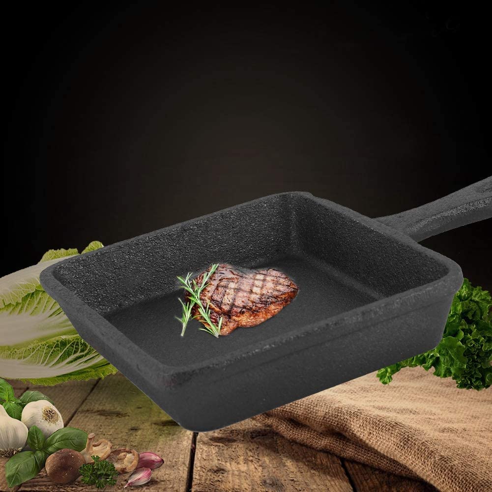 Nonstick Mini Egg Frying Pan - Cast Iron Rectangle Pancake Pan for Omelette, Crepes & Breakfast - Perfect Kitchen Cookware for Home & Restaurant Use - Black