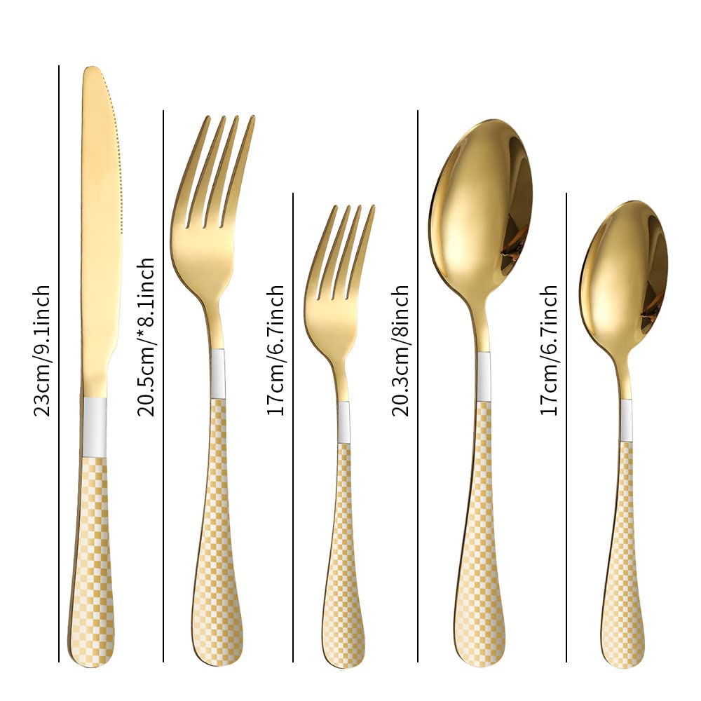20-Piece Stainless Steel Flatware Set with Titanium Rainbow Plating - Colorful Cutlery Set for 4, Dinnerware & Silverware for Everyday Use, Parties & Gifts