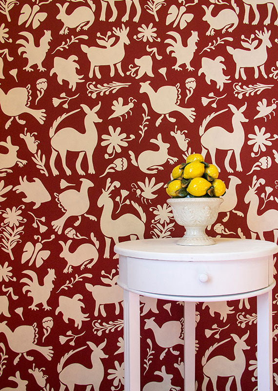Authentic Otomi Folk Art Wall Stencil - Mexican Hand-Painted Floral Design for Home Decor, DIY Projects & Nursery Wall Painting