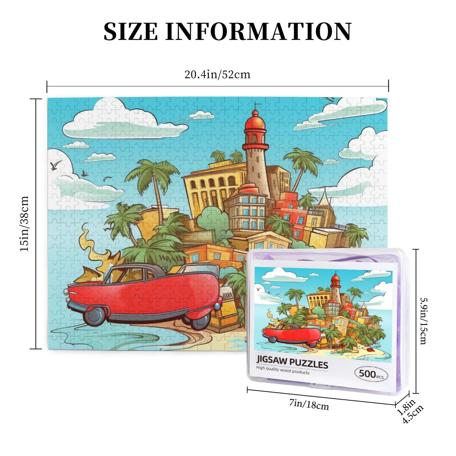 500-Piece Cuba Island Wooden Jigsaw Puzzle for Adults - Personalized Photo Puzzle, Classic Family Game (20.4
