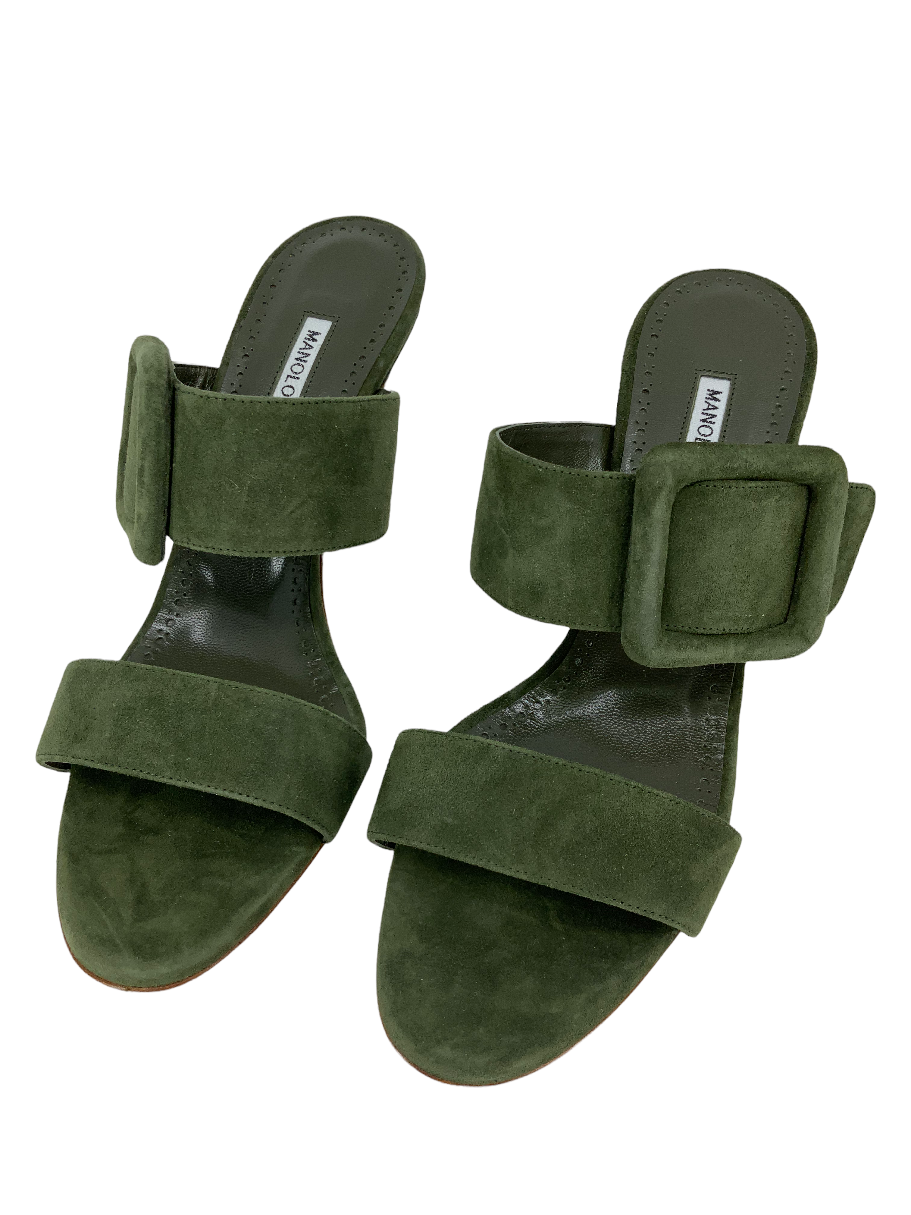 Manolo Blahnik Gable 70 Buckled Suede Mules - Women's Size 9 Luxury Comfort Slides | Perfect for Office, Cocktail Parties & Evening Events