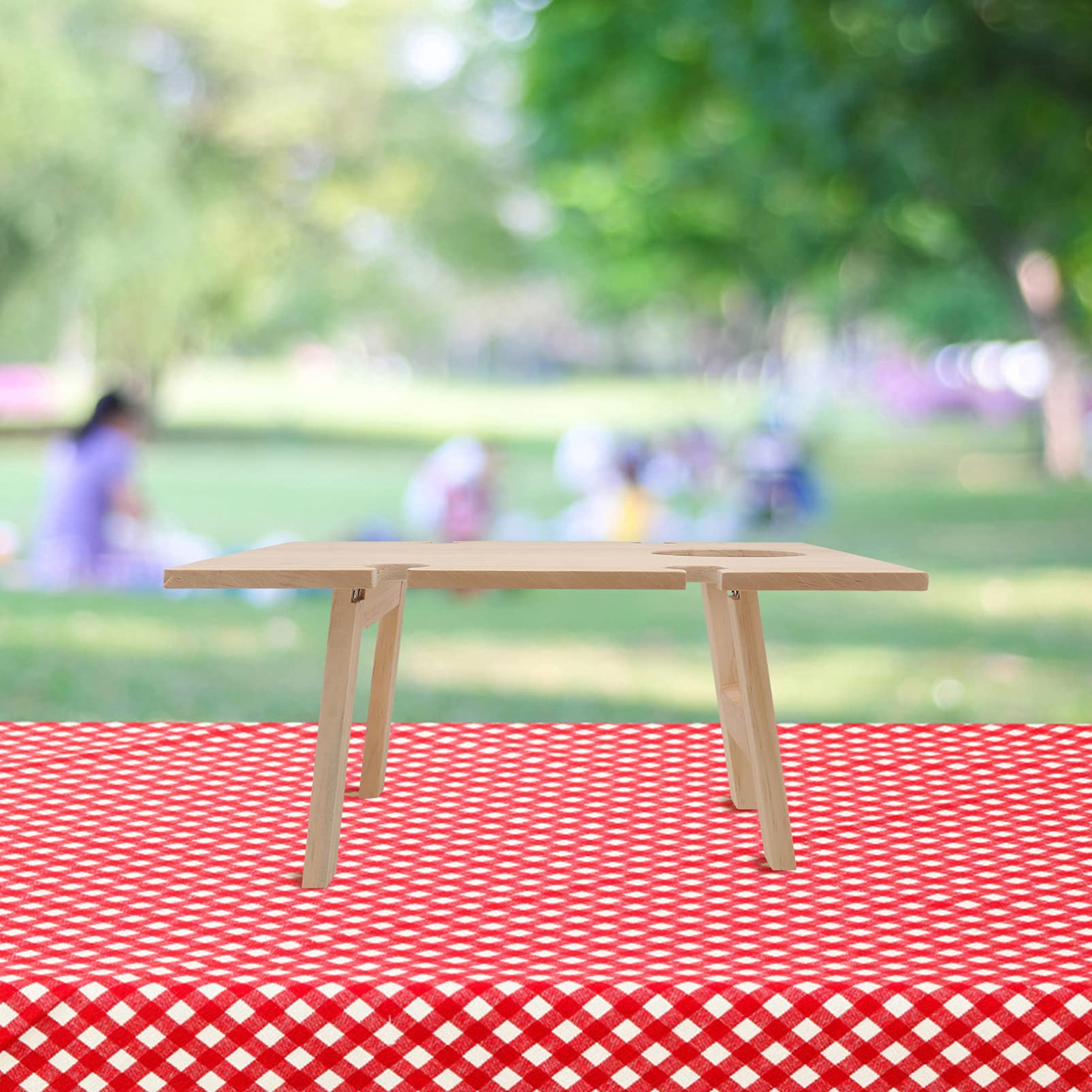 DOITOOL Portable Folding Wooden Wine Table - Compact Picnic & Beach Table with Glass Holder for Outdoor Dining, Camping, and Backyard Parties - Perfect for Wine Lovers, Snacks, and Drinks