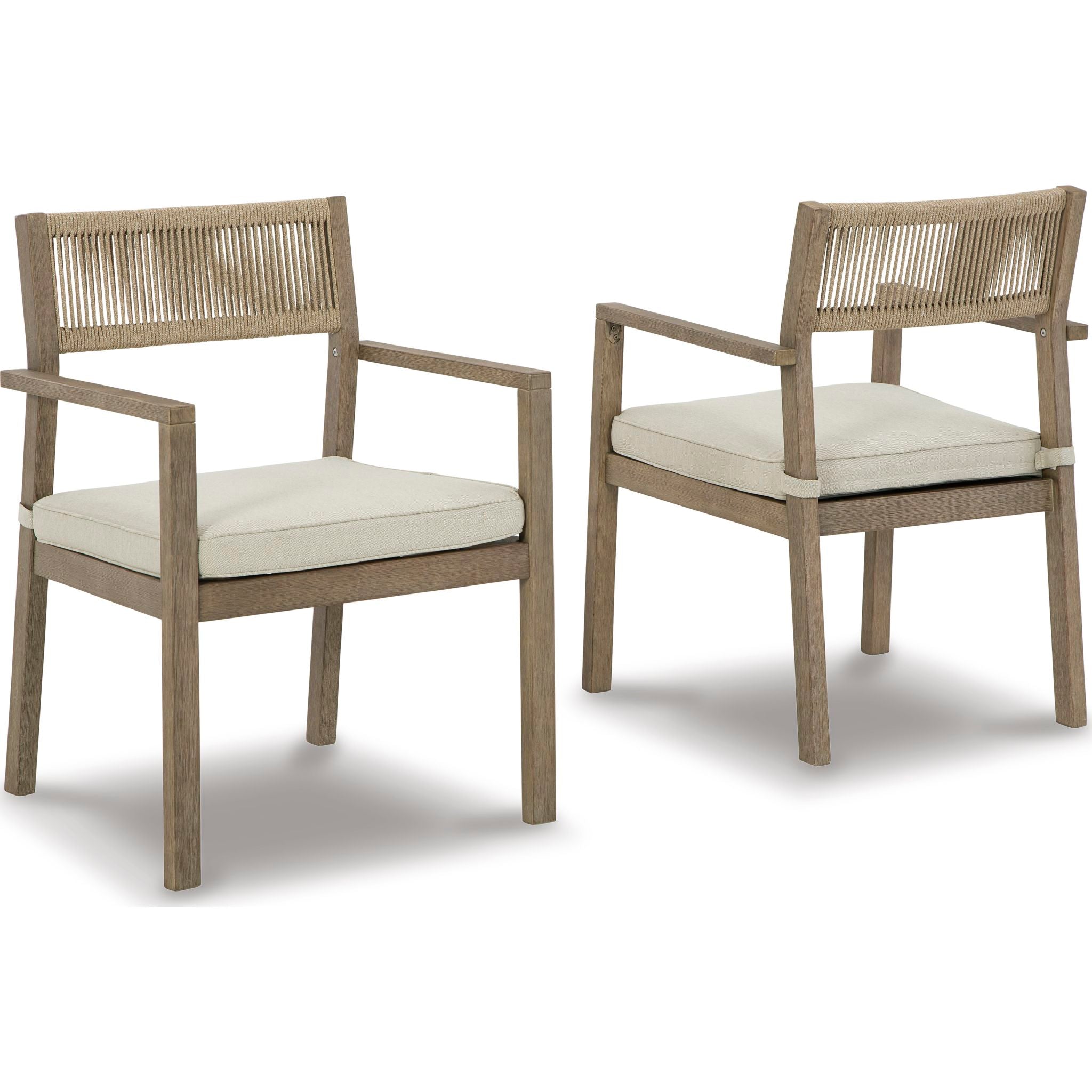 Aria Plains Outdoor Patio Chairs with Cushions (Set of 2) - Brown Weather-Resistant Lounge Chairs for Backyard, Garden, Poolside & Deck Relaxation