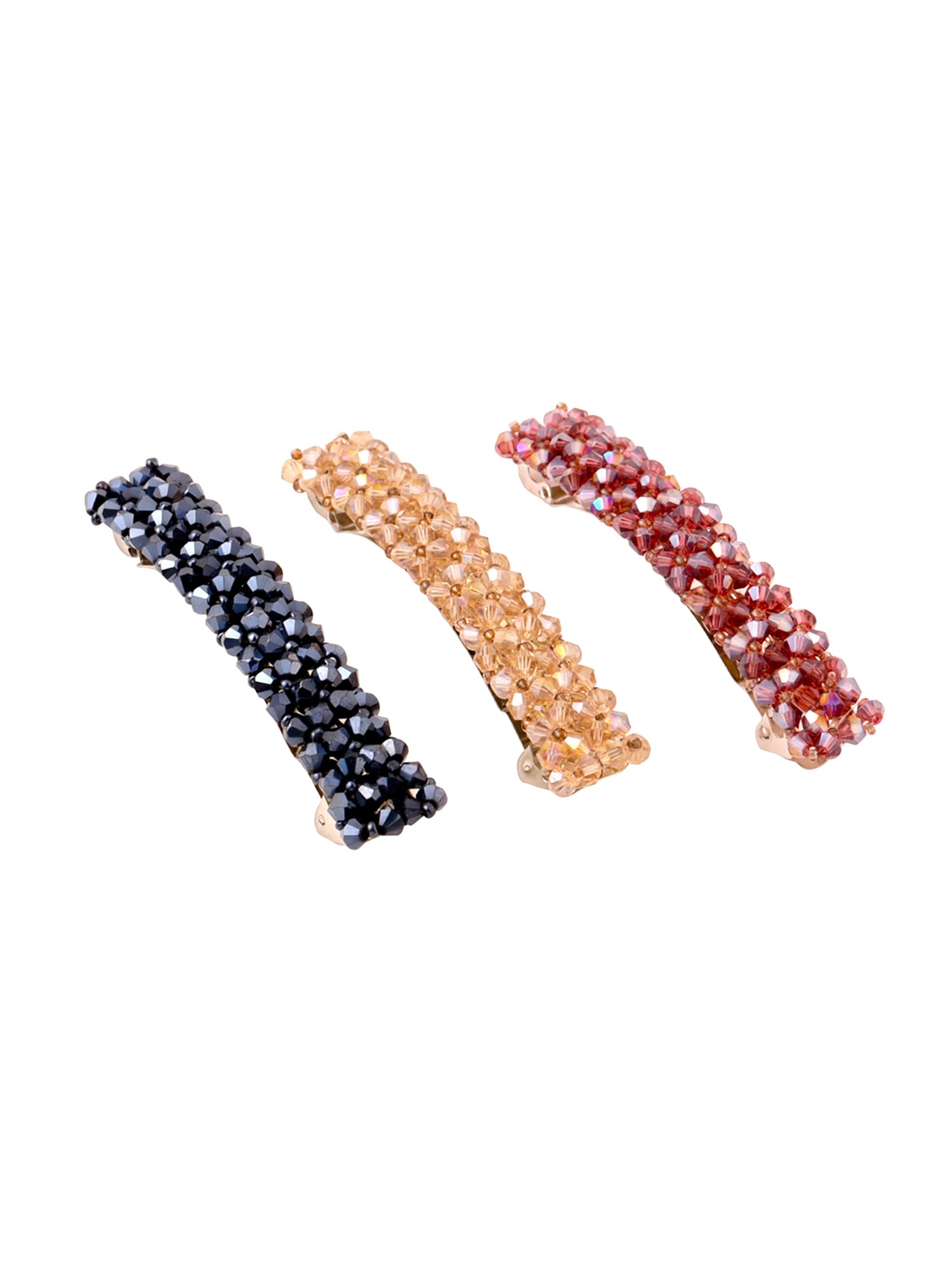 Yellow Crystal French Barrette Hair Clips for Women & Girls - Elegant Hair Accessories for Daily Wear, Parties & Gifts