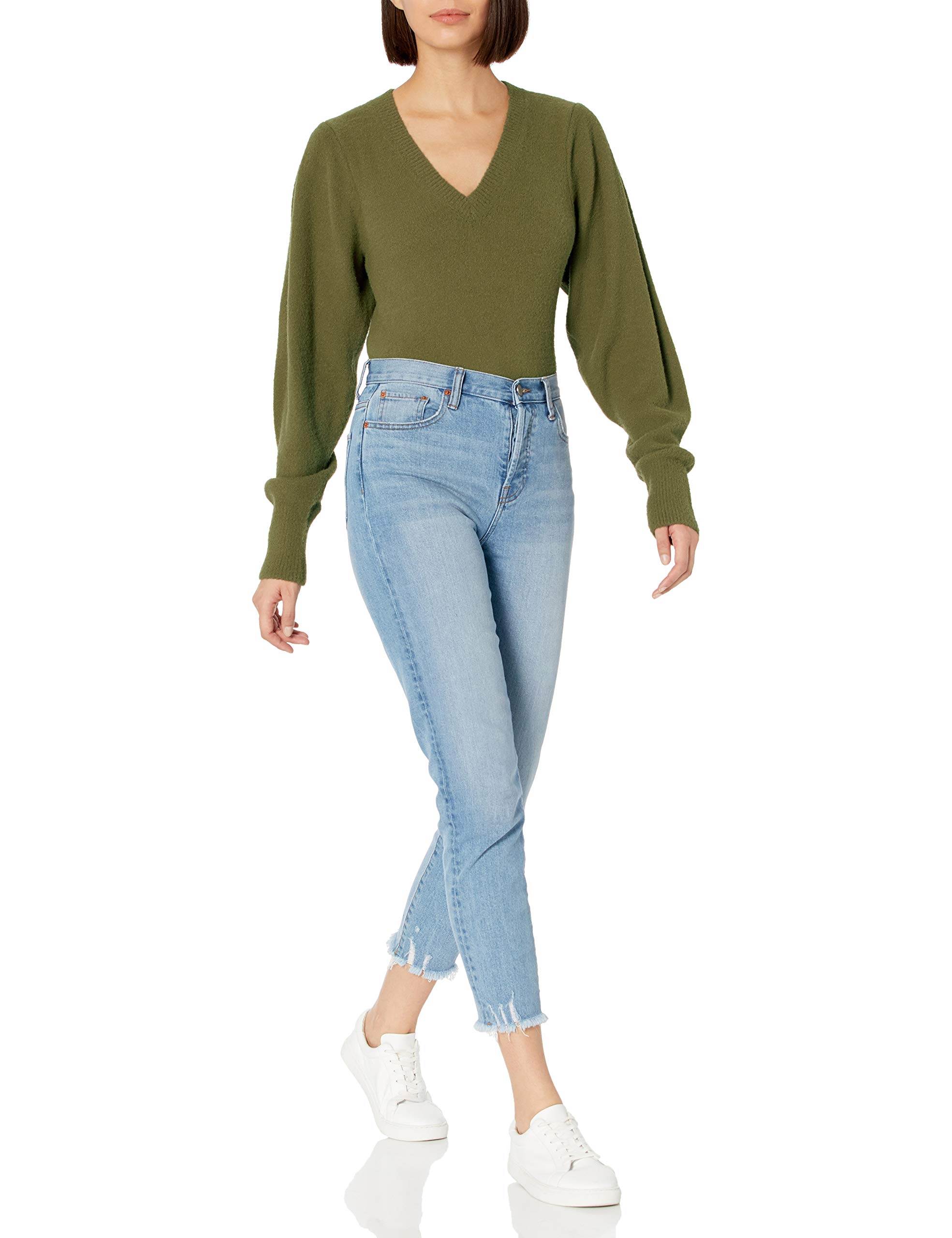 The Drop Women's Edith Pleated-Shoulder V-Neck Sweater | Soft Knit Pullover for Fall & Winter | Perfect for Office Wear, Date Nights & Casual Outfits