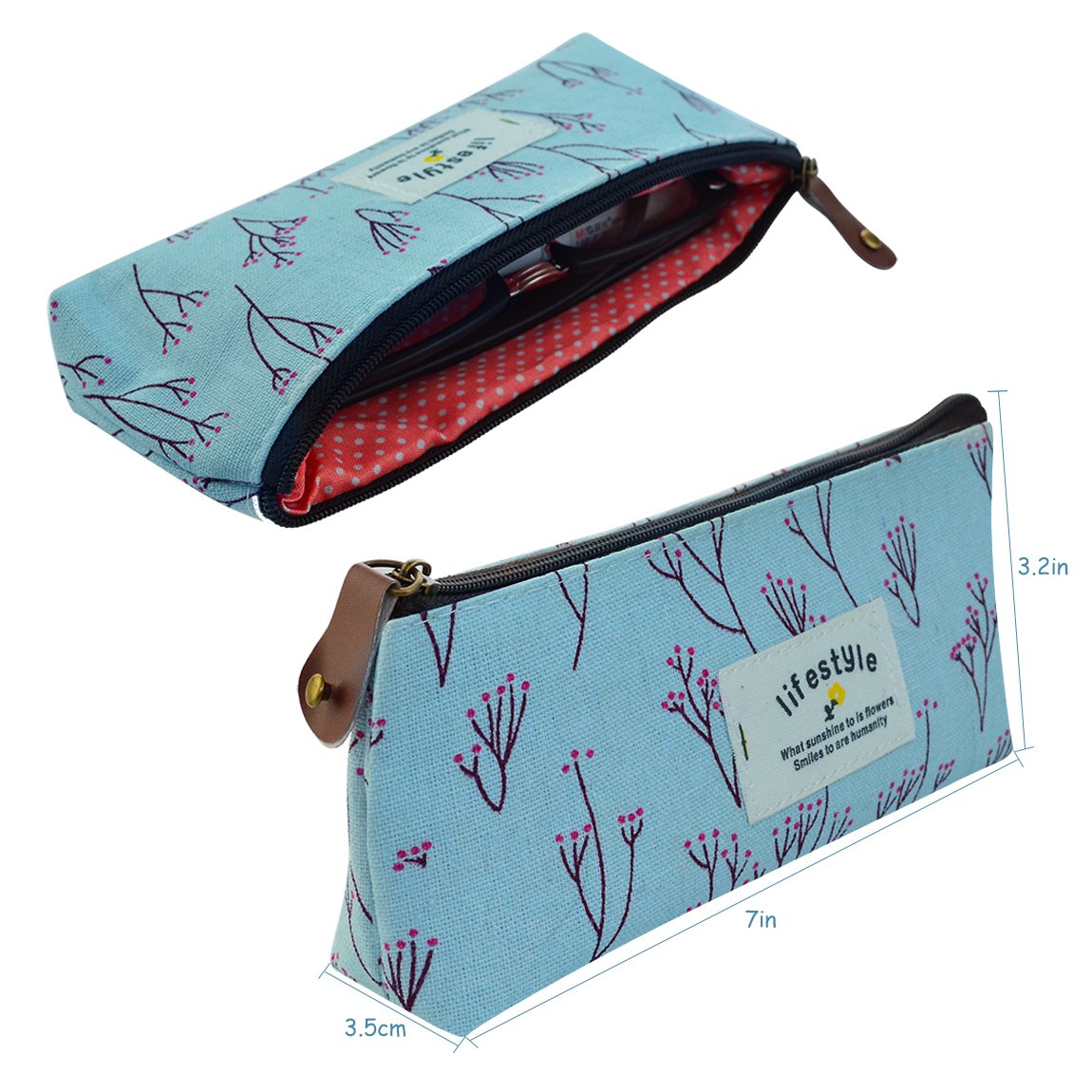 Miayon Floral Pencil Case & Cosmetic Bag Set of 3 - Vintage Countryside Design for School, Office & Travel Organization