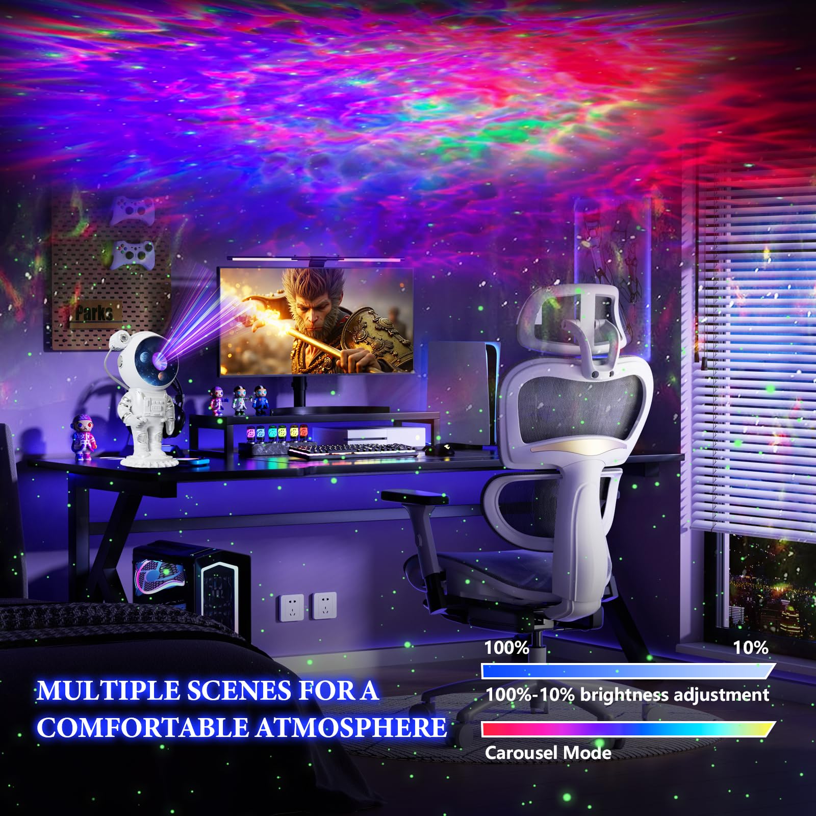Astronaut Galaxy Space Projector for Bedroom - Starry Night Light Projector with Timer & Remote Control | Kids Room Decor, Nursery Night Light, Relaxing Ambience for Sleep & Meditation