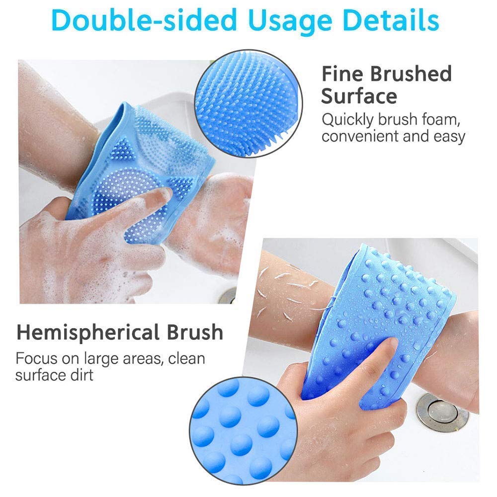 Milindi Silicone Back Scrubber (2-Pack) - Exfoliating Body Washer with Handle, Soft Shower Scrub Pad for Deep Cleansing - Perfect for Bath, Shower & Spa Relaxation
