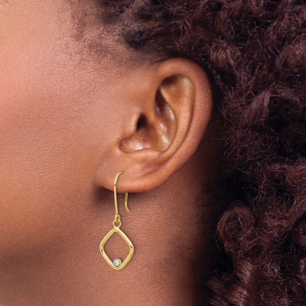 14K Gold Rhodium-Plated CZ Square Dangle Earrings - LE2366 Model | Elegant Jewelry for Parties, Weddings & Special Occasions