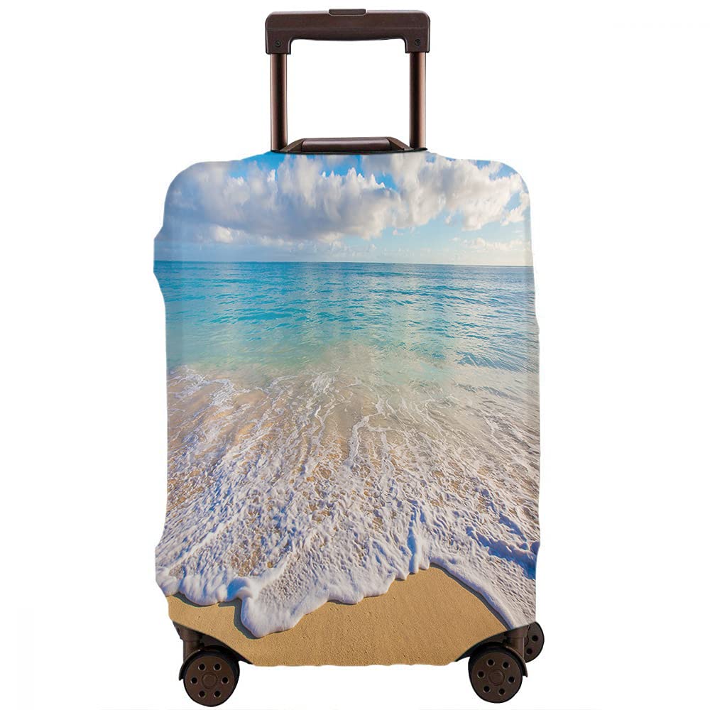 Wondertify Hawaiian Sunrise Luggage Cover - Lanikai Beach Sandy Sea Wave Design - Washable Suitcase Protector for 22-24 Inch Bags - Anti-Scratch Travel Accessory - Perfect for Beach Vacations & Tropical Getaways