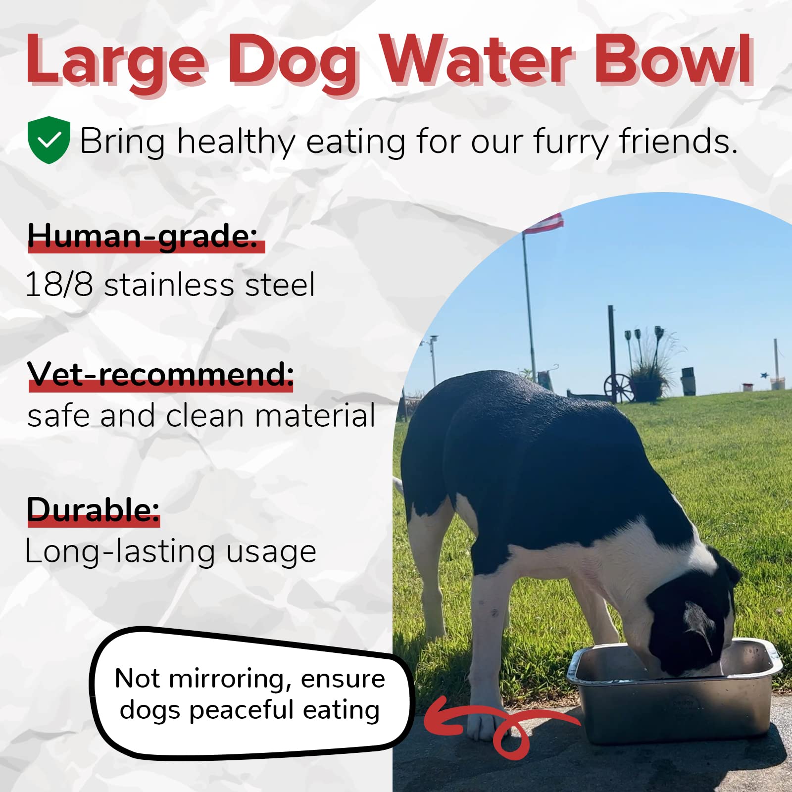 **PEDAY 2.64 Gallon Extra Large Stainless Steel Dog Water Bowl - Human-Grade, Non-Tip, Durable for XL Dogs (Silver) - Perfect for Outdoor, Travel & Home Use**