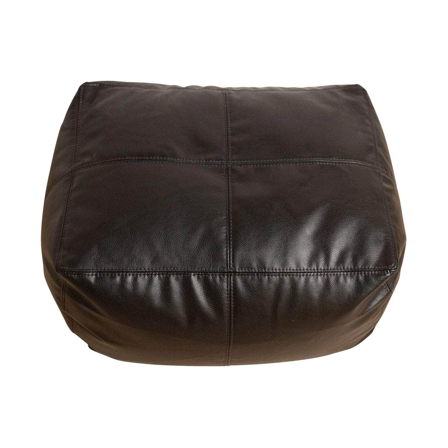 Vegan Leather Bean Bag Ottoman Foot Rest - Black | Comfortable & Stylish Footstool for Living Room, Bedroom, or Office
