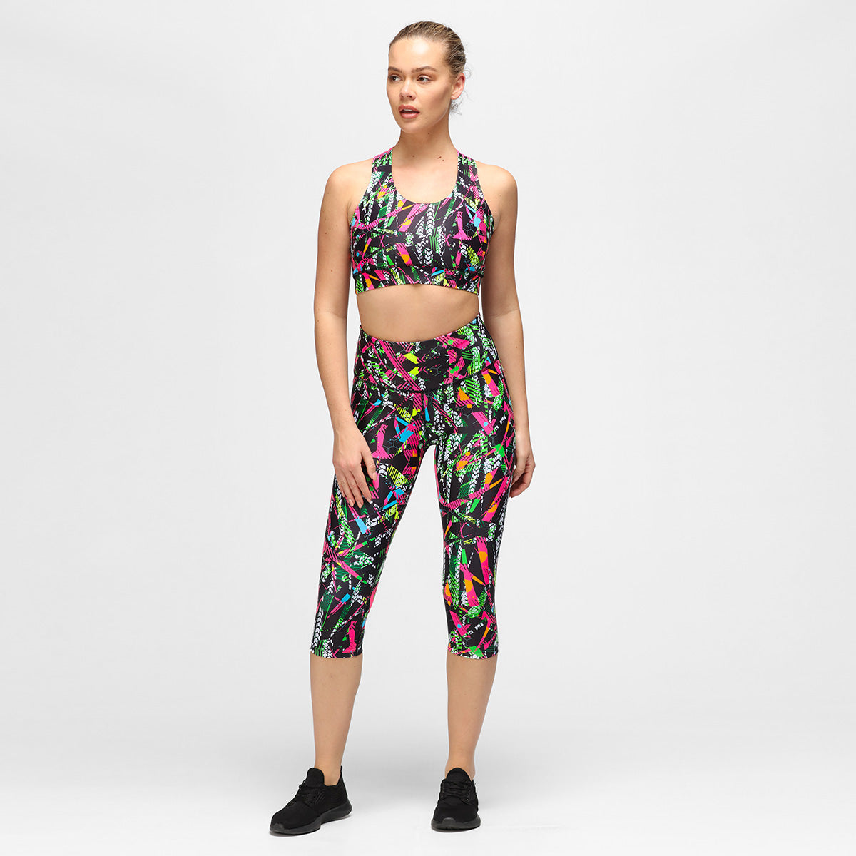 Clubbercise Retro Raver Capri Leggings - 80s Inspired Workout Pants for Dance Fitness & Aerobics - Perfect for Zumba, Jazzercise & 90s Themed Parties