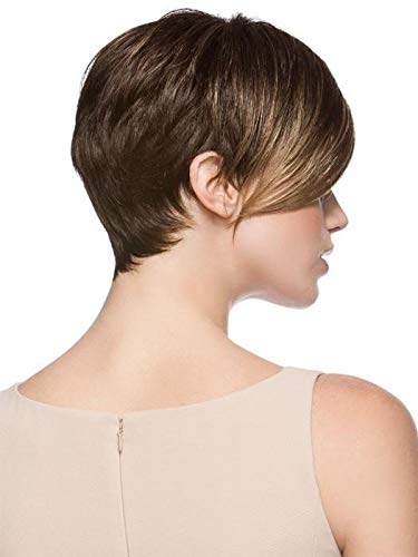 Ellen Wille Short Asymmetrical Boy Cut Synthetic Wig - Soft Tapered Neckline & Angled Fringe with Left Monofilament Part (Black) | Comfortable & Stylish Hair Solution for Hair Loss, Daily Wear & Special Occasions