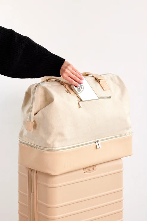 The Weekender Duffle Bag in Beige - Perfect for Travel, Gym & Weekend Getaways | Water-Resistant & Spacious Carry-On