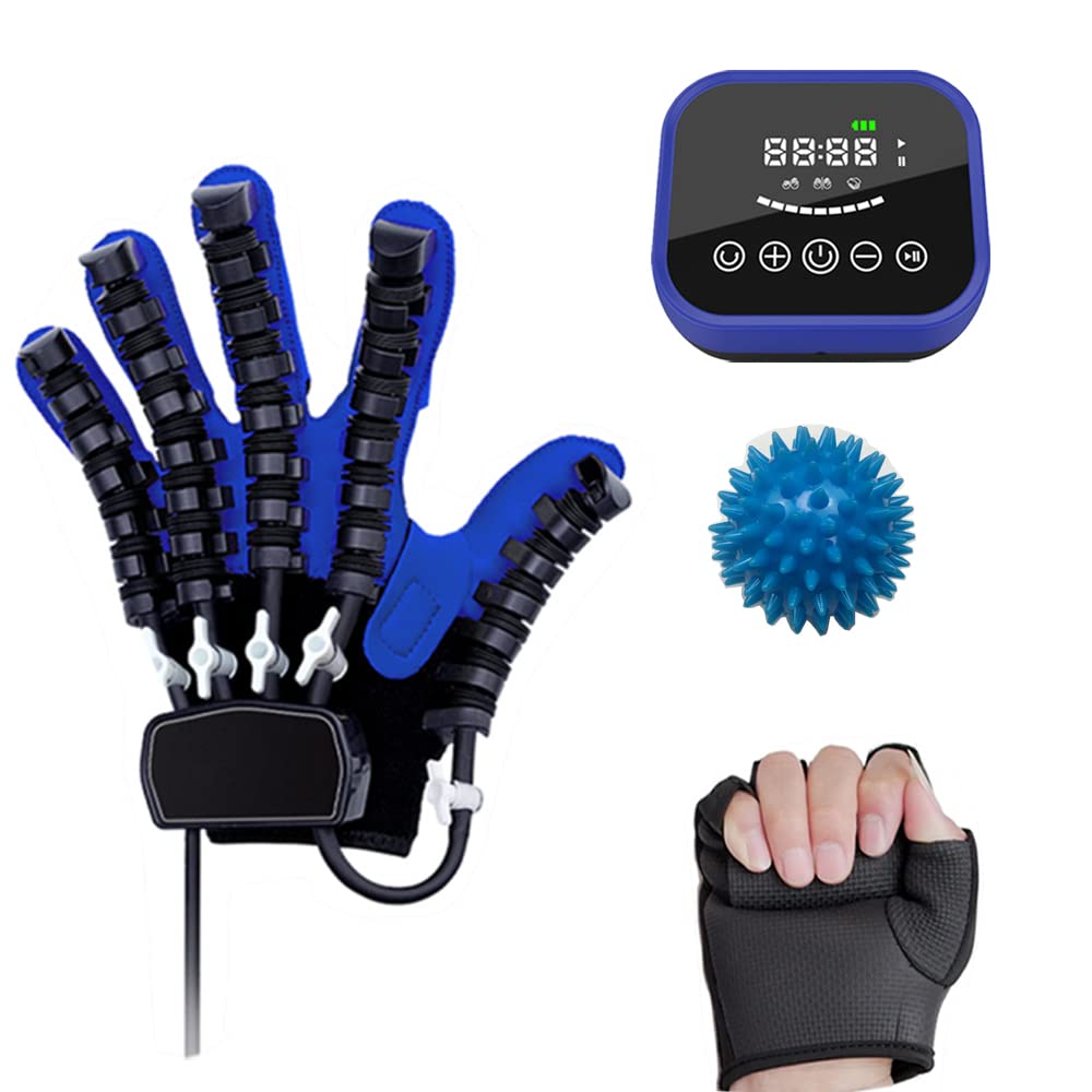 Rehabilitation Robot Glove for Hand Therapy - Finger Exercise Equipment for Stroke, Hemiplegia, Paralysis & Arthritis Recovery - Blue - Ideal for Physical Therapy & Home Use