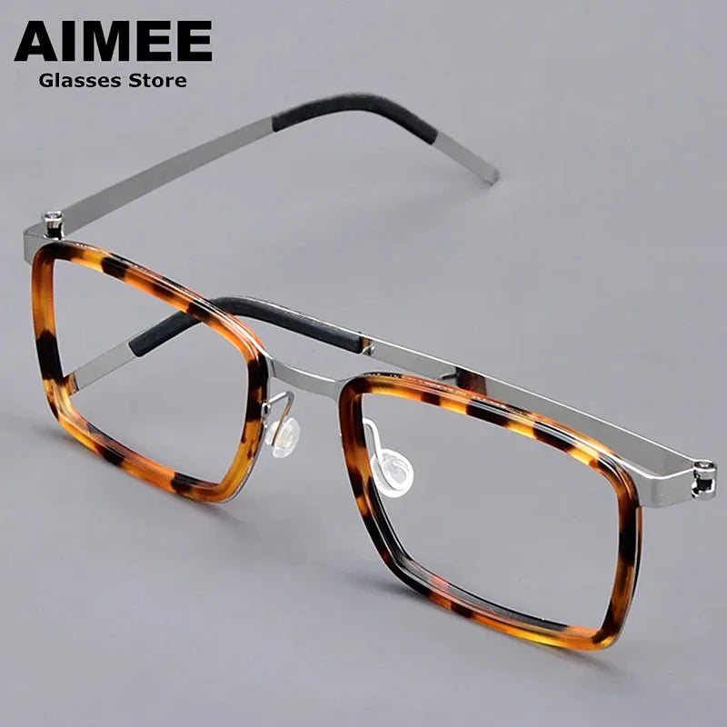 Aimee Unisex Full Rim Square Titanium Acetate Eyeglasses Frame - Lightweight Durable Glasses for Men & Women - Perfect for Reading, Work, and Everyday Fashion