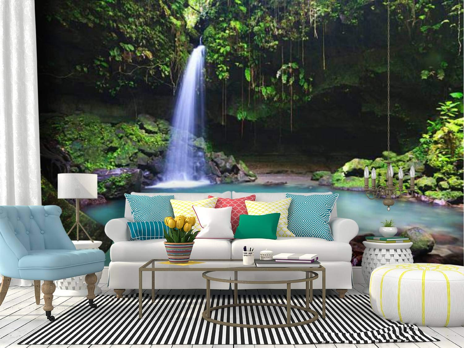 RECETHROWS Emerald Pool Peel and Stick Wallpaper - Self-Adhesive Removable Vinyl Wall Mural for Home Decor (24