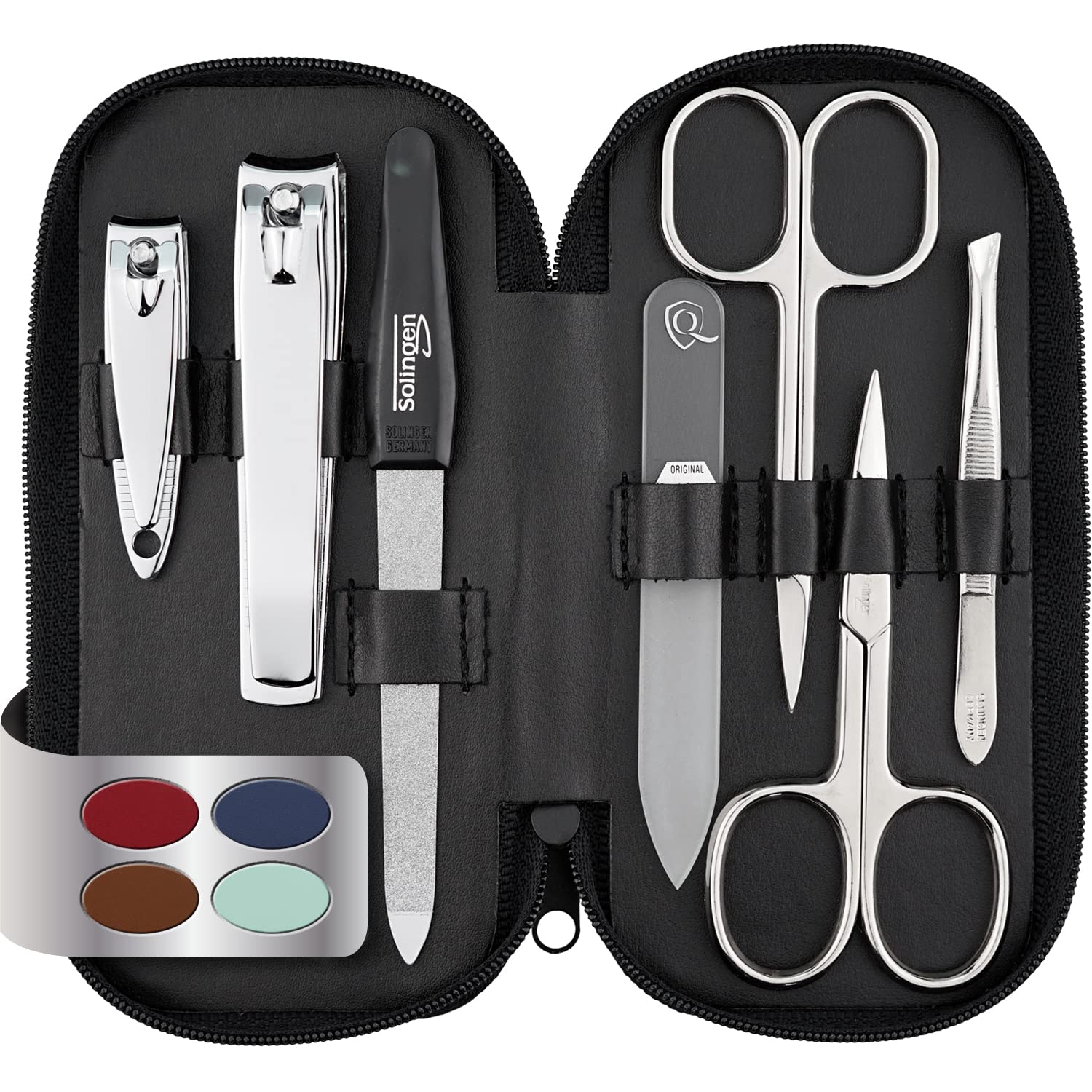 Premium Solingen Germany Manicure & Pedicure Set for Women & Men - Professional Nail Care Kit with Glass Nail File, Clippers & Grooming Tools - Perfect for Home Spa, Travel & Gift Giving