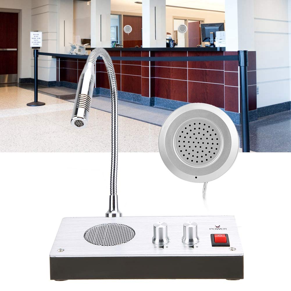 Dual Way Window Speaker Intercom System - Anti-Interference Through Glass Communication, High-Strength Aluminum Alloy Shell for Clear Sound - Perfect for Bank, Office, Retail Store & Transportation Station Windows (Secure Customer Service Solution)