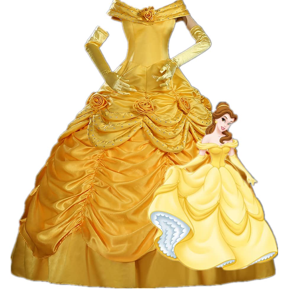 Beauty and the Beast Belle Cosplay Costume for Adults - Elegant Princess Dress for Halloween, Cosplay Events & Themed Parties