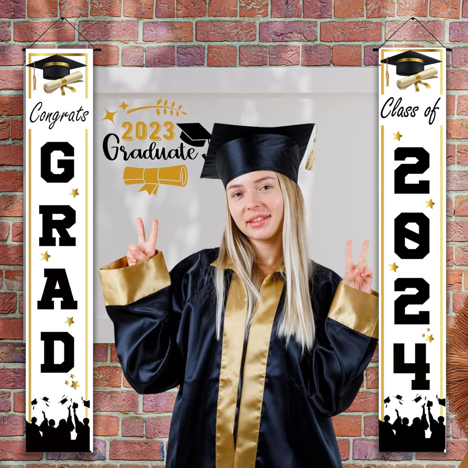 Class of 2024 Graduation Decorations - White Congratulations Banner & Party Supplies for High School, College Graduation Celebrations | Perfect for Graduation Parties, School Events & Home Decor
