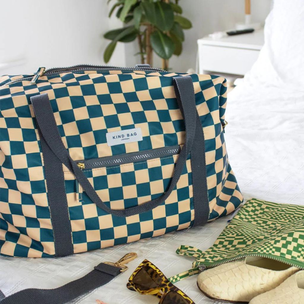 Kind Bag Weekend Duffel Holdall - Waterproof Checkerboard Pattern Gym Bag for Travel, Sports & Workout | Perfect for Gym, Overnight Trips & Weekend Getaways