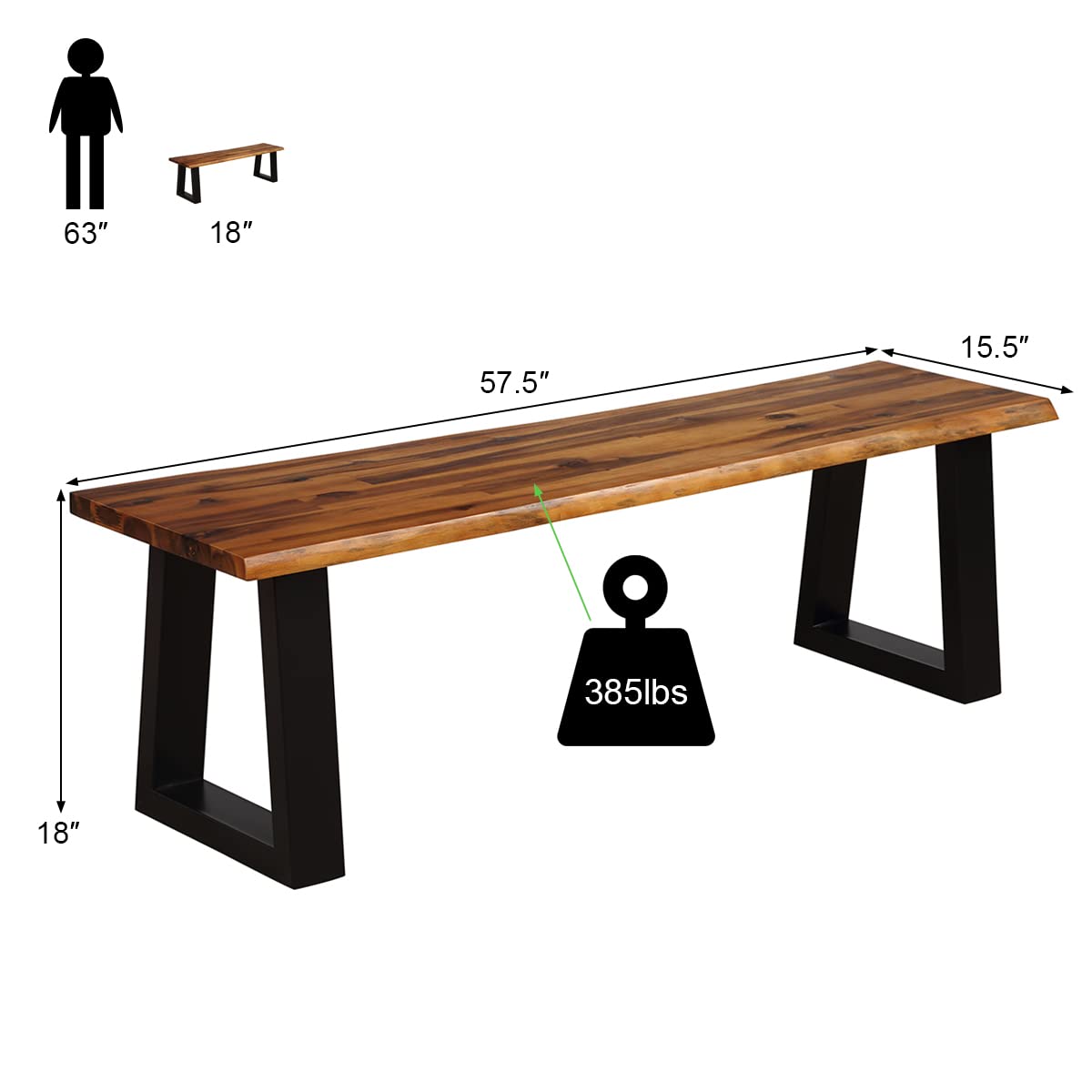 Giantex Set of 2 Wooden Dining Benches - Rustic Indoor & Outdoor Seating Chairs for Kitchen, Patio, Garden, and Restaurant Use