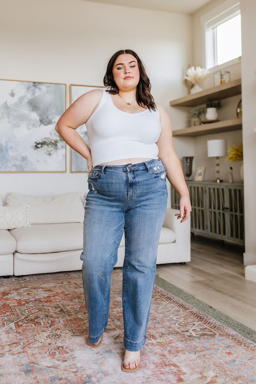 Katrina High Waist Distressed Denim Jeans for Women - Vintage Ripped Skinny Jeans - Perfect for Casual Outfits & Street Style Fashion