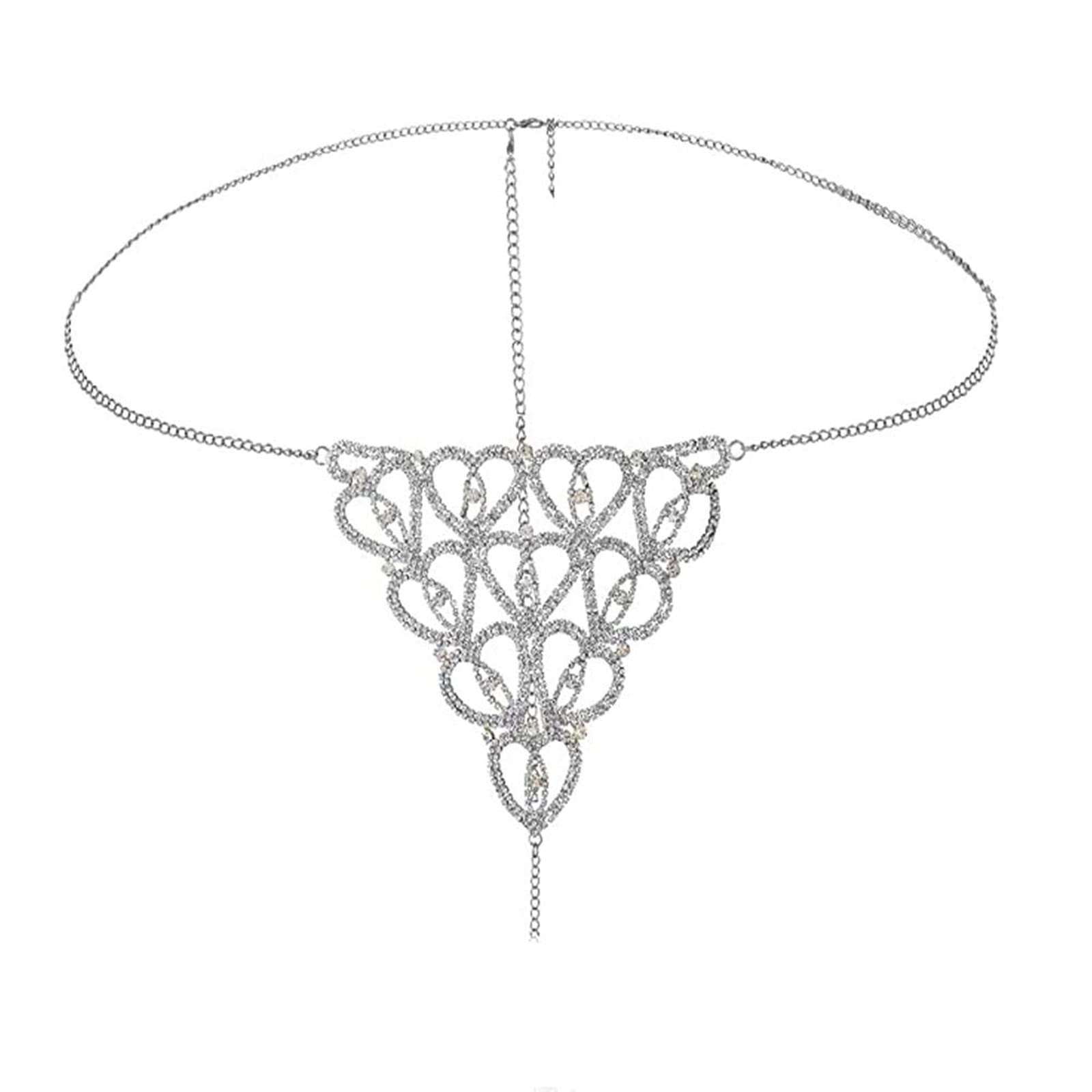 Women's Rhinestone Body Chain Jewelry - Bling Crystal Bikini Waist Belly Chain for Underwear, Thong & Night Out - Perfect for Beach Parties, Music Festivals & Sensual Occasions