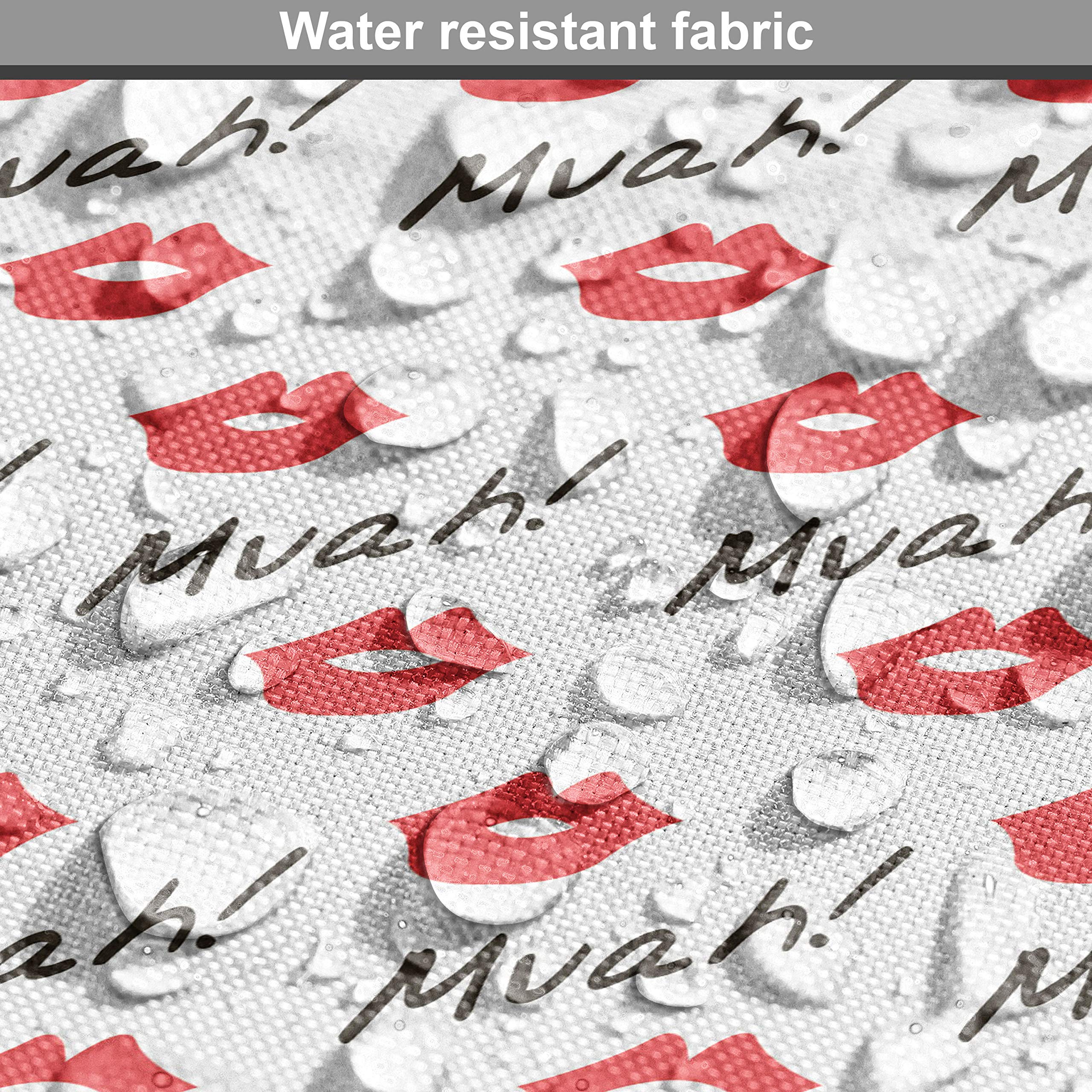 Ambesonne Red Lips Kiss Marks Fabric by The Yard - Romantic Feminine Pattern for Upholstery, Curtains & Home Decor - Valentine's Day Gift Idea - 10 Yards Vermilion White Fabric for DIY Crafts, Pillows & Fashion Accessories
