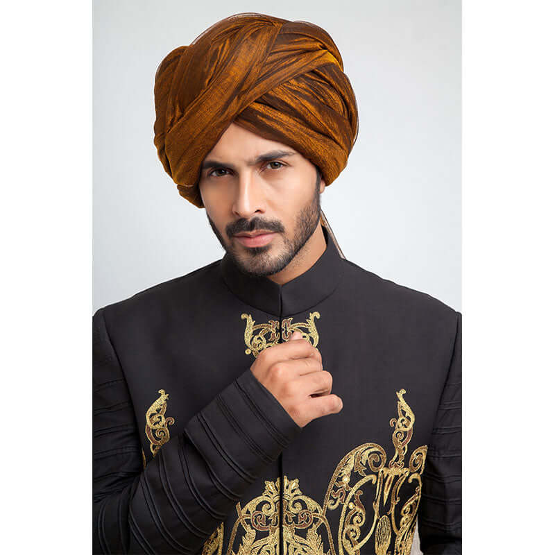 Black Slim Fit Short Sherwani for Men - Elegant Traditional Indian Wedding Outfit for Groom, Festivals & Special Occasions