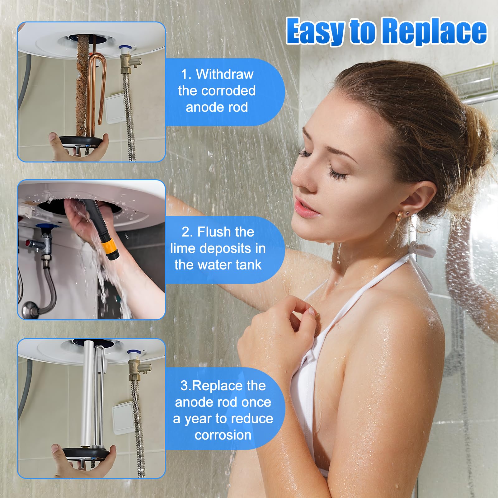 Saillong 5-Piece RV Water Heater Replacement Kit - Includes 2 Anode Rods, 1 Electric Heating Element, 1 Dual Hex Wrench & 1 Teflon Tape - Compatible with Suburban RV Water Heaters | Perfect for RV Maintenance, Camping Trips & Off-Grid Living
