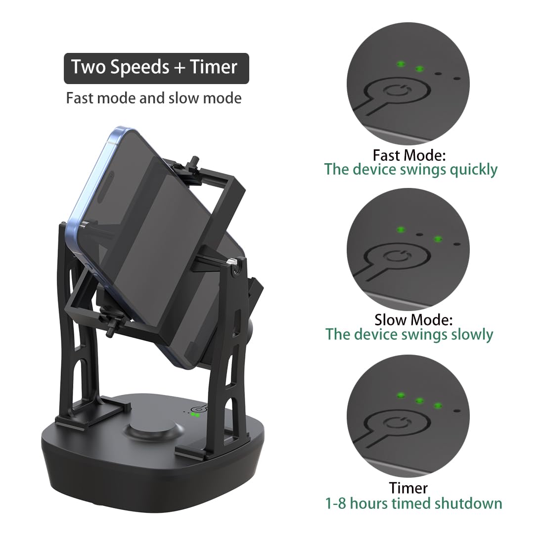 Automatic Phone Walker with Timer & Adjustable Speed - Simulates Human Walking (3000-12000 Steps/Hour) - 2 Swing Positions - Perfect for Step Tracking, Fitness Testing & Smartphone Cooling