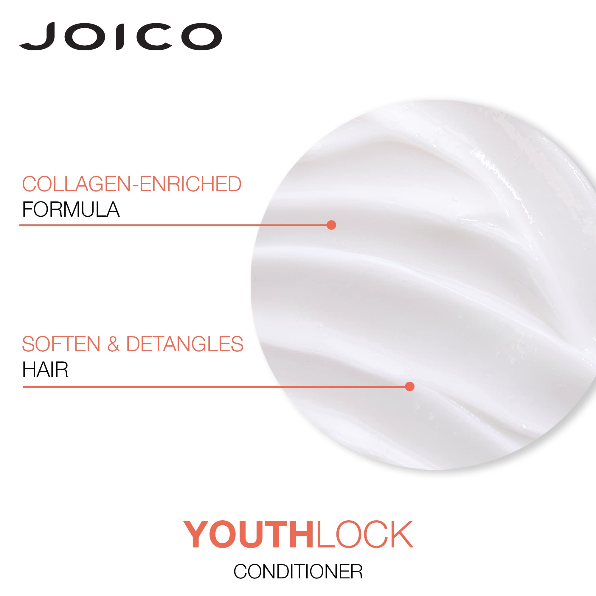 Joico YouthLock Shampoo and Conditioner Set with Collagen & Arginine - Sulfate Free Hair Care for Youthful Body, Reduced Breakage & Frizz - Softens, Detangles & Boosts Shine - Perfect for Dry, Damaged Hair at Home or Salon Use