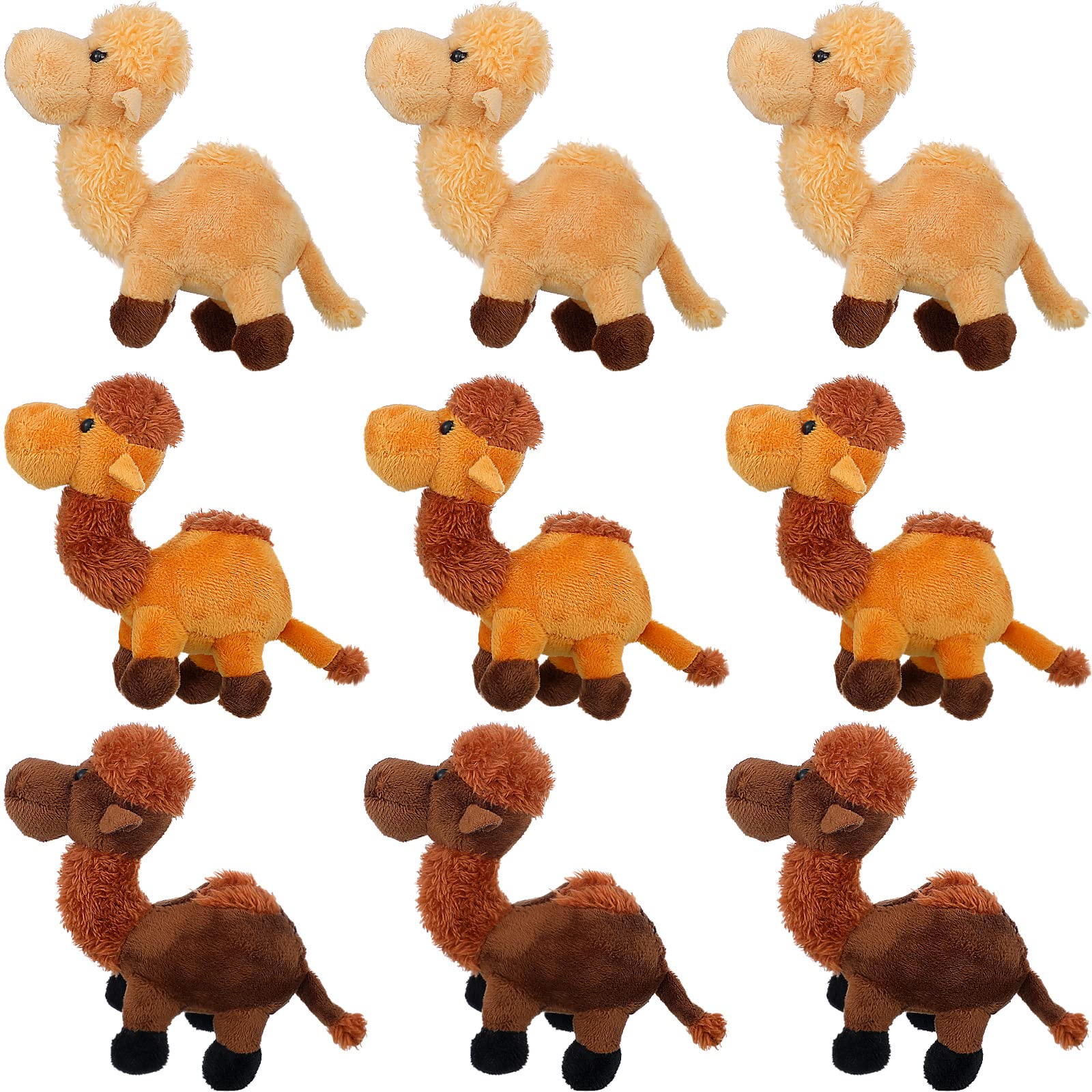 9 Pack Cute Camel Plush Stuffed Animals - Soft Small Hanging Ornaments for Keys, Purse & Backpack - DIY Birthday Party Favors (5.5 x 2 Inches) - Perfect for Kids Gifts, School Supplies & Home Decor