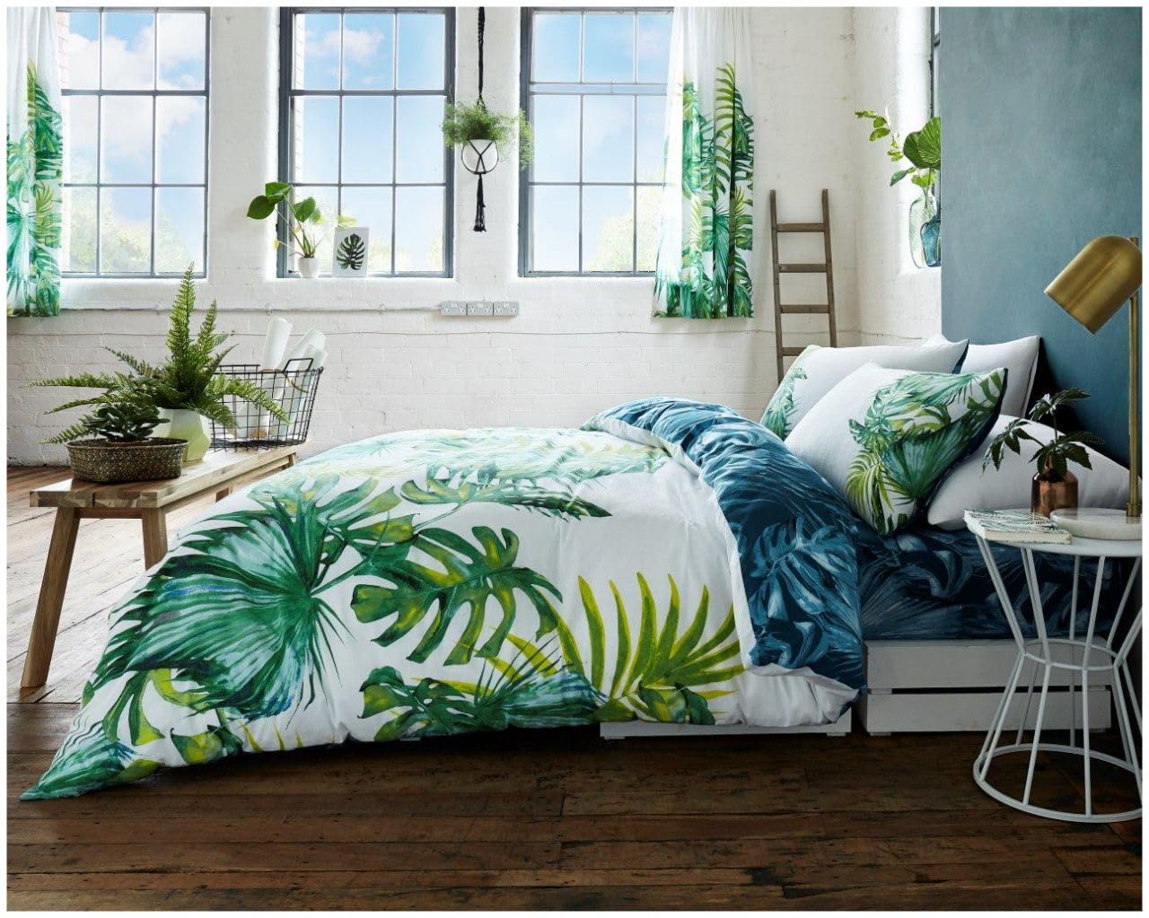 GC GAVENO CAVAILIA Tropical Leaf King Size Reversible Duvet Cover Set - Ultra Soft Comforter & Bedding Collection for Coastal, Boho or Tropical Bedroom Decor