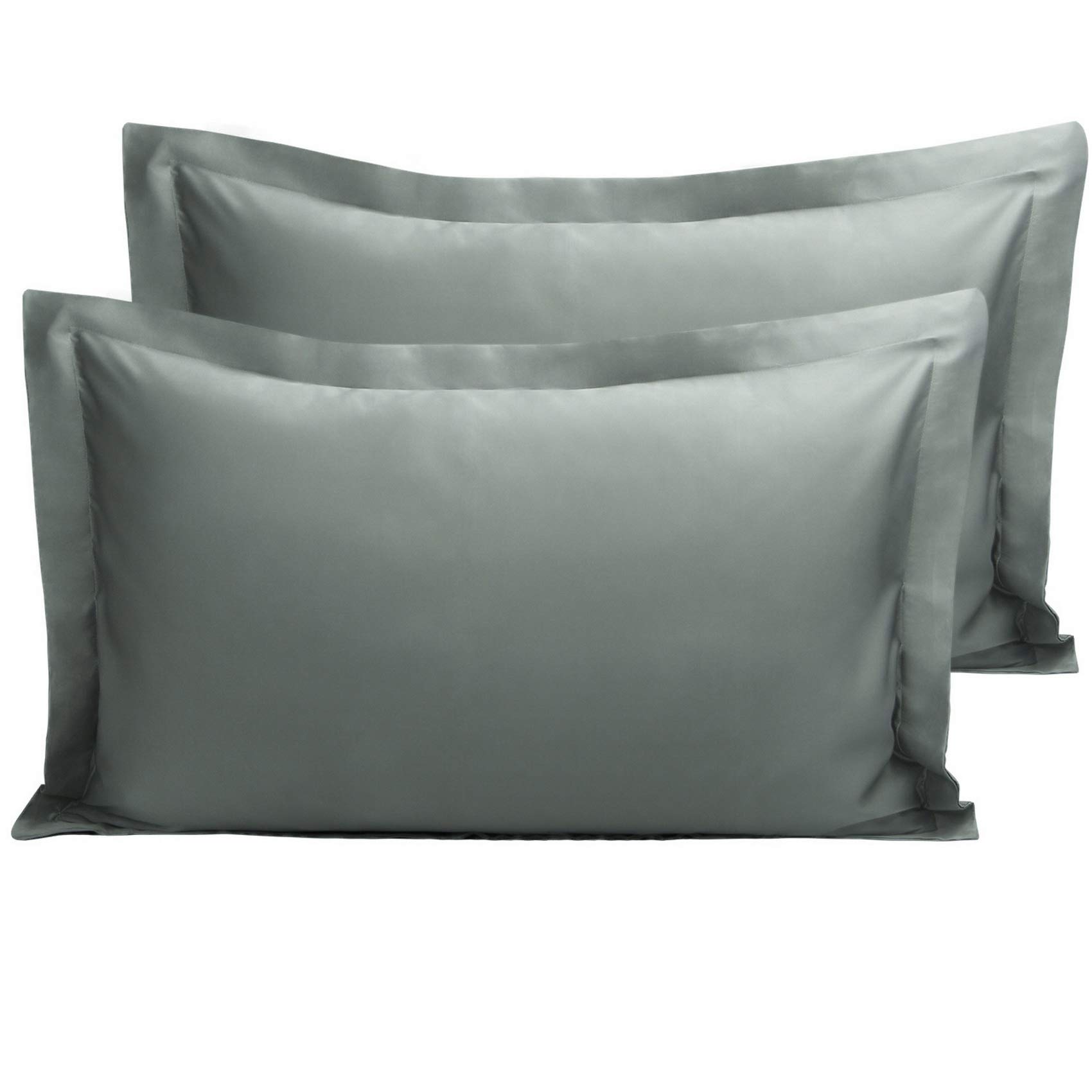 Luxury Silk Satin King Pillow Shams (2 Pack) - 20x36 Soft Silky Smooth Decorative Oxford Pillowcases for Bedroom - Dark Grey King Size - Perfect for Master Bedroom, Guest Room & Hotel Decor