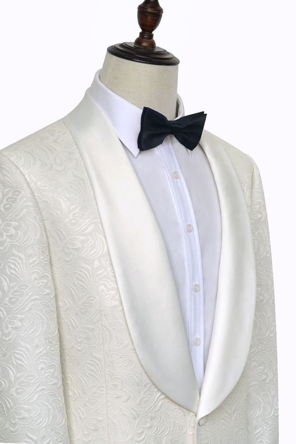 Elegant Ivory Wedding Suit for Black Men - 2 Piece Blazer & Pants Tuxedo Set (CB2130) | Perfect for Formal Weddings, Prom & Special Occasions