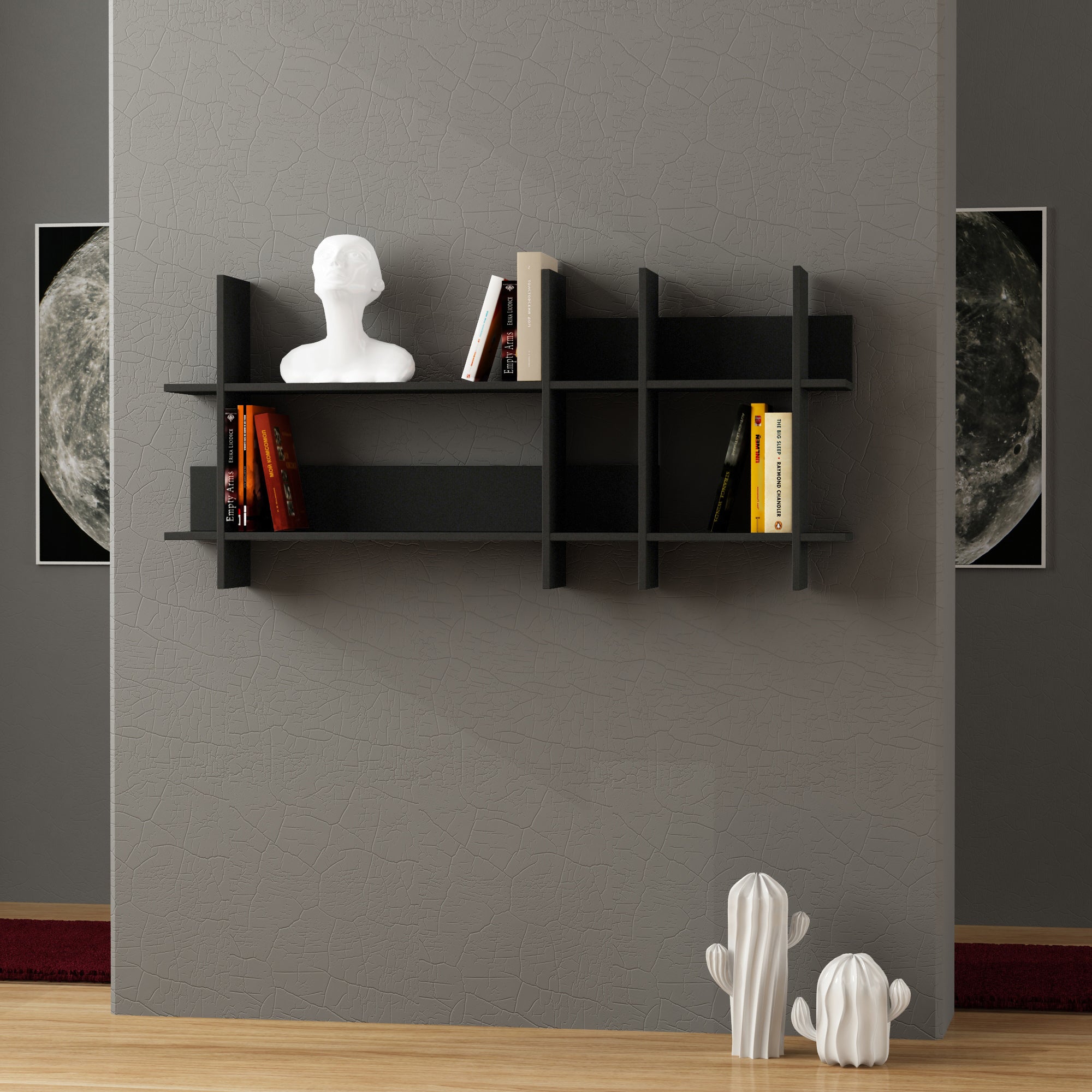 Modern Hillside Wall Shelf - Floating Shelves for Living Room, Bedroom, Bathroom - Rustic Wood Wall Mounted Storage & Display - Perfect for Home Decor, Books, Plants & Photos