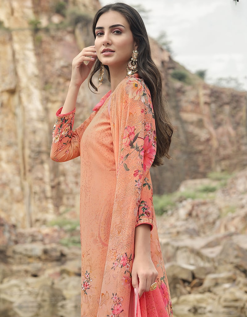 Beige Siya Crepe Digital Print Suit Palazzo for Women - Elegant Office Wear & Party Outfit - Comfortable Stretch Fabric for Professional and Formal Occasions