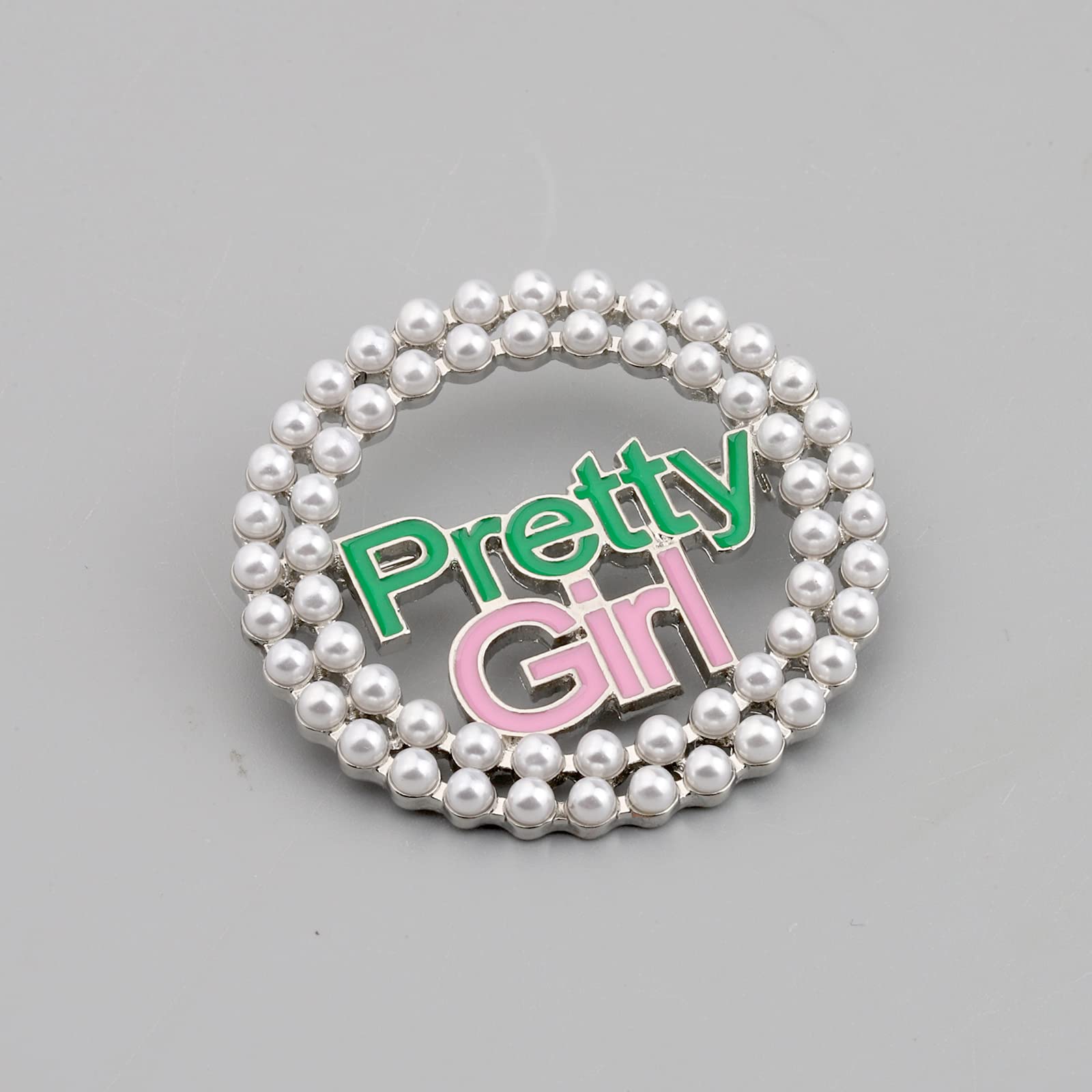 POTIY Pink & Green Sorority Graduation Gift - Elegant Pearl Brooch Pin for Women | Perfect for Sorority Sisters, Graduation Parties & Special Occasions