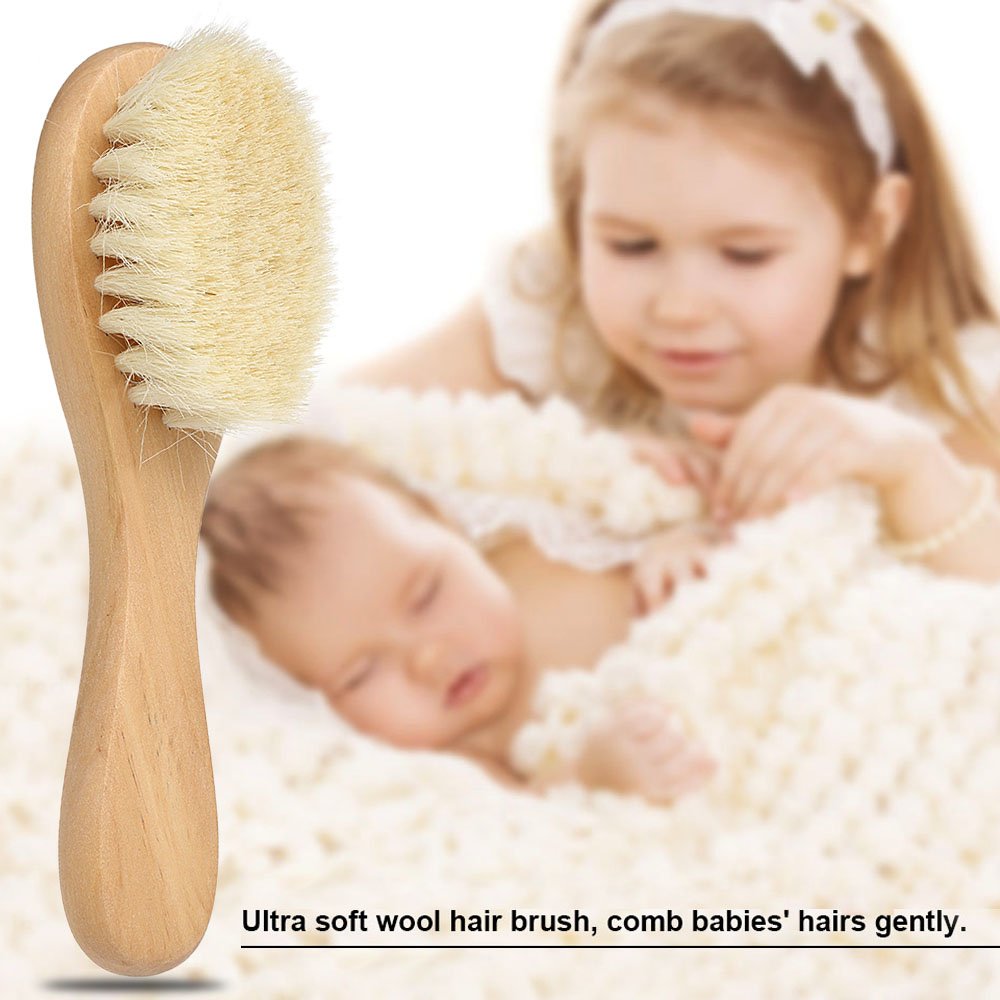 **Soft Wooden Baby Hair Brush & Comb Set for Newborns - Gentle Scalp Massage & Hair Care - Perfect for Infant Grooming & Relaxation at Home or Travel**